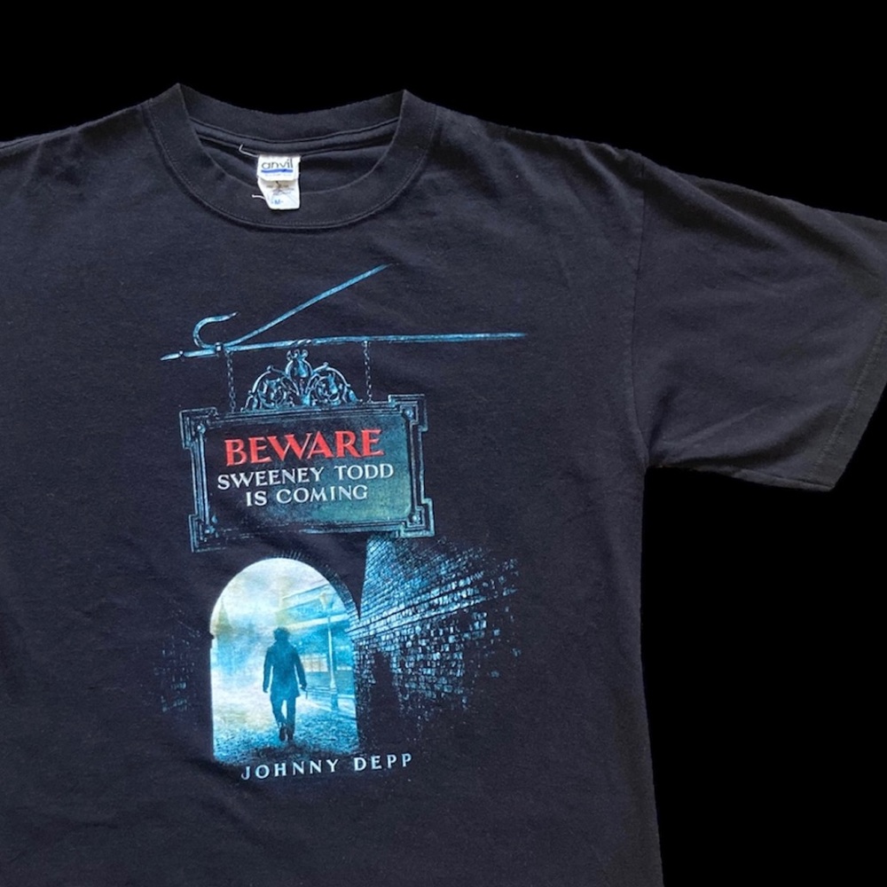 Vintage 2007 Sweeney Todd Movie Promo tee Y2K Johnny depp Tim burton M